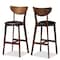 Baxton Studio Eline Black Faux Leather Upholstered Walnut Finished Bar Stool, PK2 144-8076 - alternate 1
